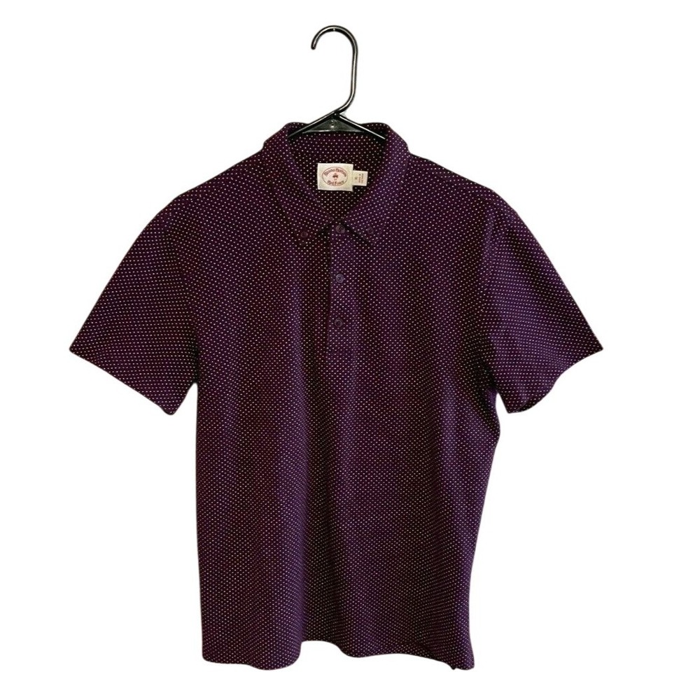 Brooks Brothers Polo Shirt Mens XL Maroon Burgundy Polka Dot Pique Red Fleece